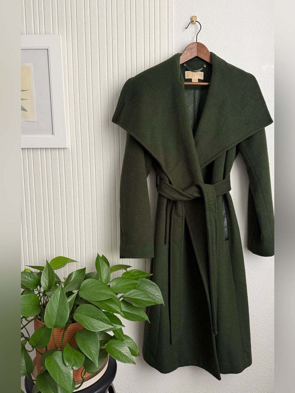 MICHAEL Michael Kors Belted Wrap Coat Jade Dark Green